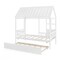 Kids' White House Bed with Trundle Sturdy Pine Wood and Safe Sleep Design Fun and Practical Bed for Children